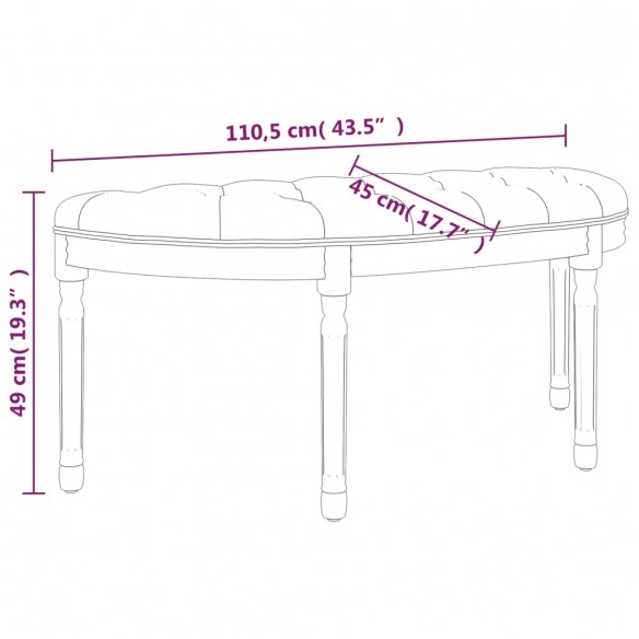 Banc beige 110,5x45x49 cm lin