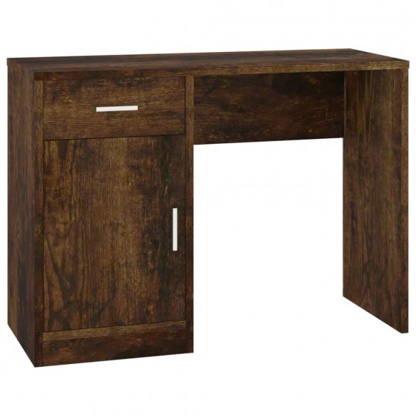 Bureau avec tiroir et armoire Chêne fumé 100x40x73 cm