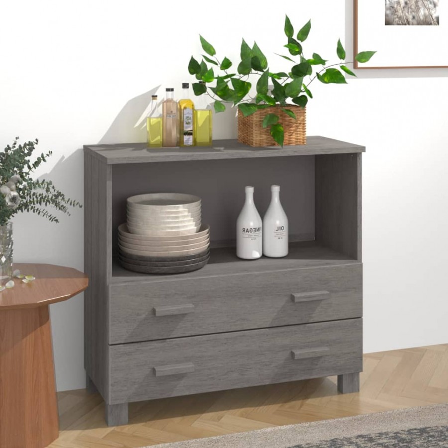 Buffet HAMAR Gris clair 85x35x80 cm Bois massif de pin