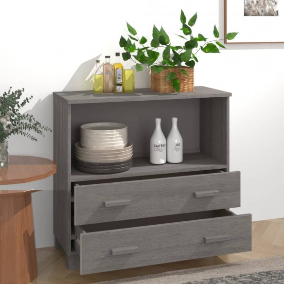 Buffet HAMAR Gris clair 85x35x80 cm Bois massif de pin