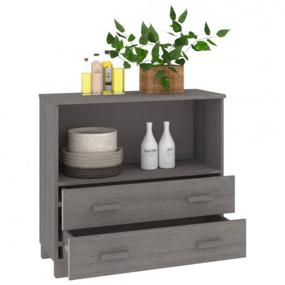 Buffet HAMAR Gris clair 85x35x80 cm Bois massif de pin