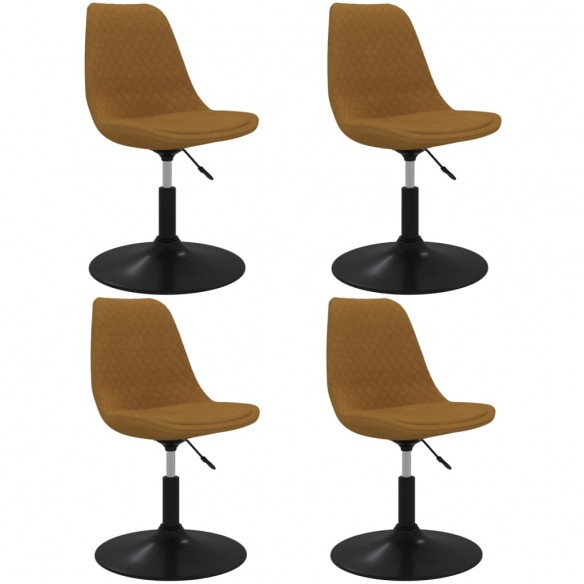 Chaises à dîner pivotantes 4 pcs Marron Velours