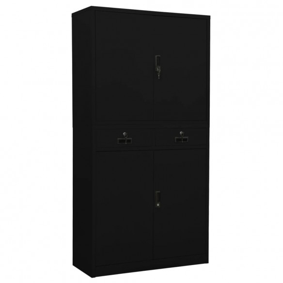 Armoire de bureau Noir 90x40x180 cm Acier