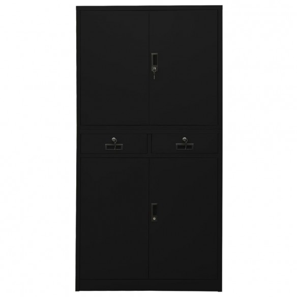 Armoire de bureau Noir 90x40x180 cm Acier