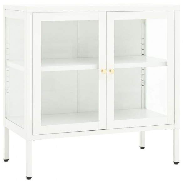 Buffet Blanc 70x35x70 cm Acier et verre