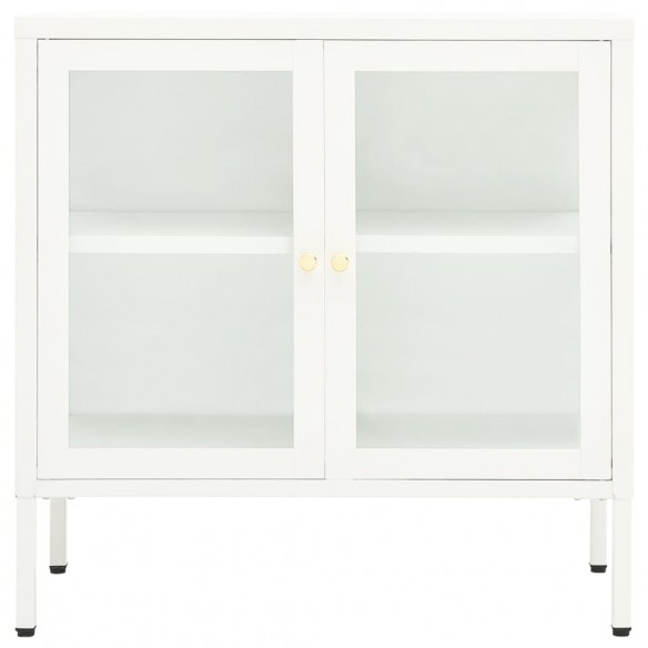 Buffet Blanc 70x35x70 cm Acier et verre