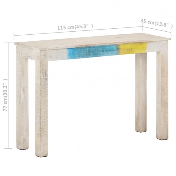 Table console Blanc 115x35x77 cm Bois de manguier brut