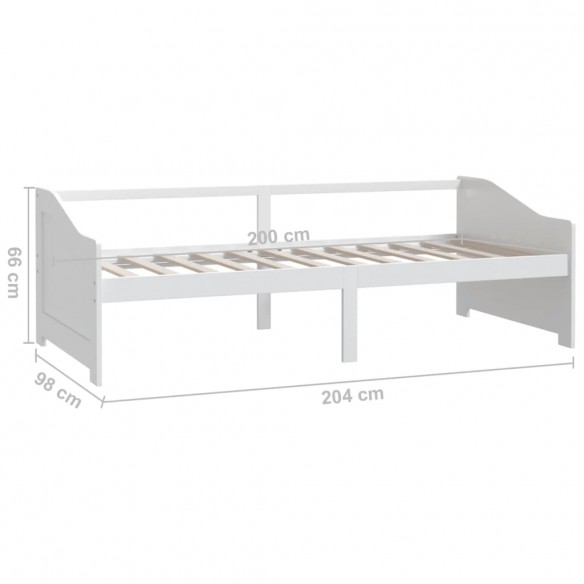 Lit de repos 3 places Blanc Bois de pin massif 90x200 cm