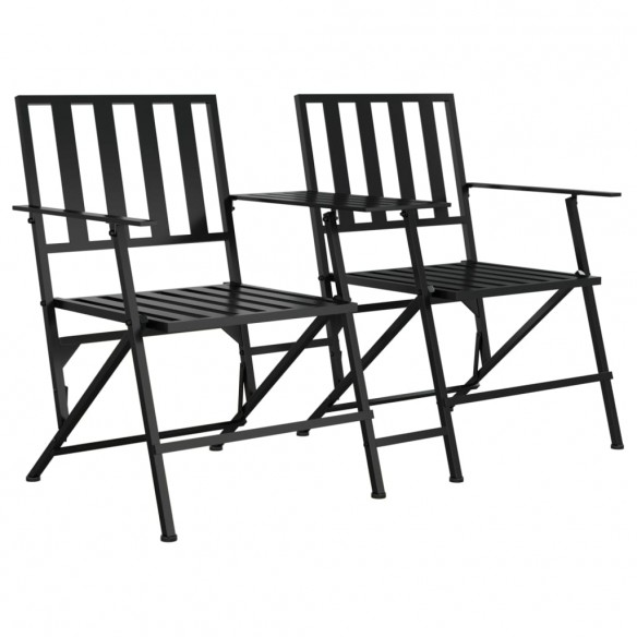 Banc de jardin 2 places pliable 137 cm Noir Acier