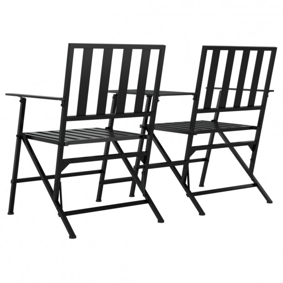 Banc de jardin 2 places pliable 137 cm Noir Acier