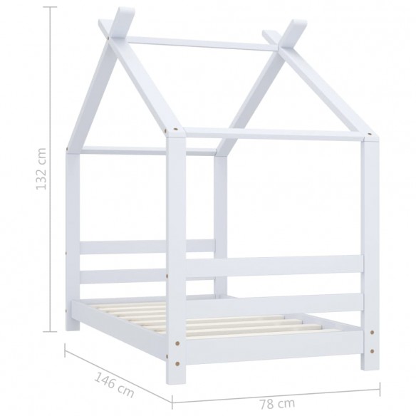 Cadre de lit d'enfant Blanc Bois de pin massif 70x140 cm