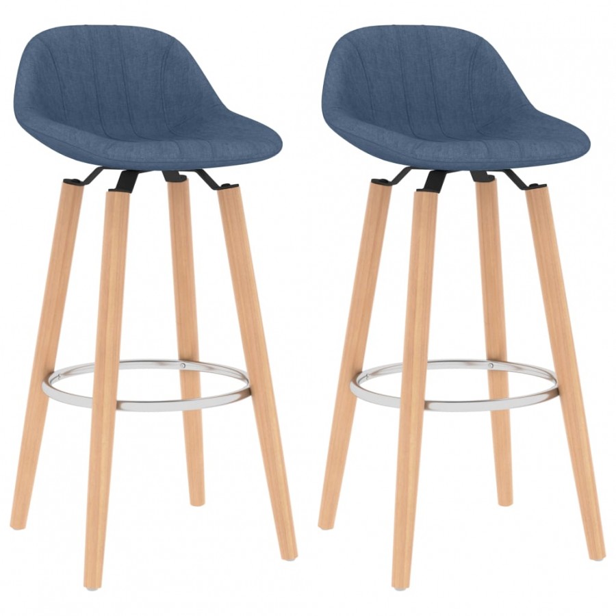 Tabourets de bar lot de 2 bleu tissu