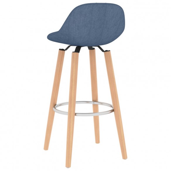 Tabourets de bar lot de 2 bleu tissu