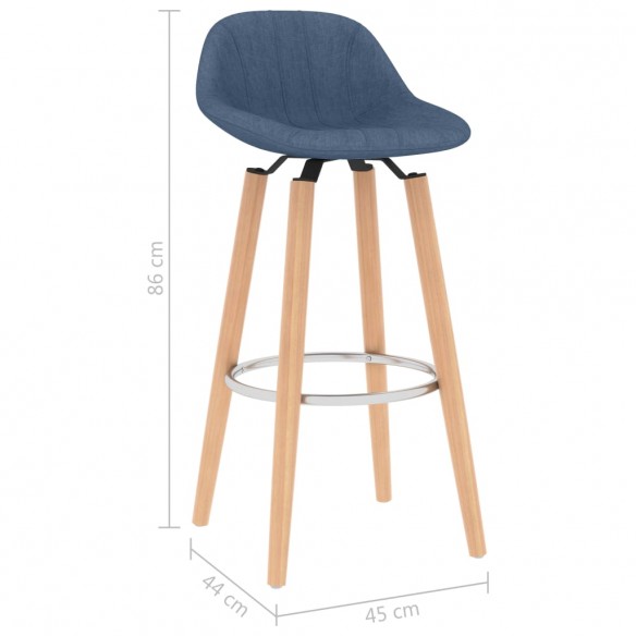 Tabourets de bar lot de 2 bleu tissu