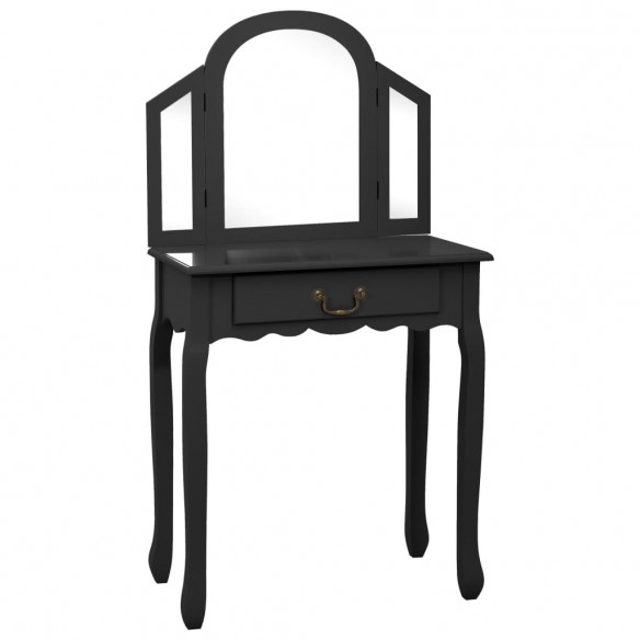 Coiffeuse et tabouret Noir 65x36x128 cm Bois de paulownia MDF