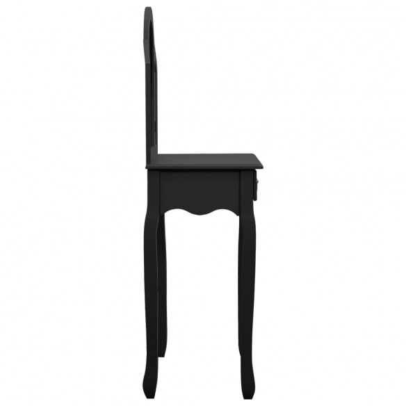 Coiffeuse et tabouret Noir 65x36x128 cm Bois de paulownia MDF