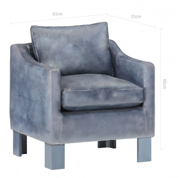 Fauteuil Gris Cuir véritable