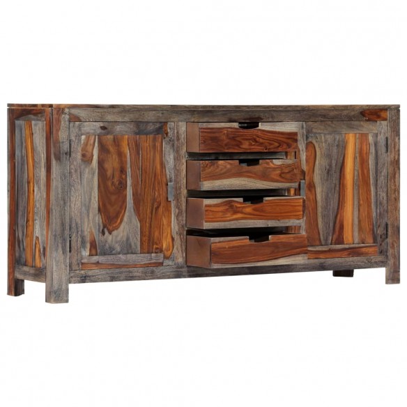 Buffet Gris 160 x 40 x 75 cm Bois de Sesham massif