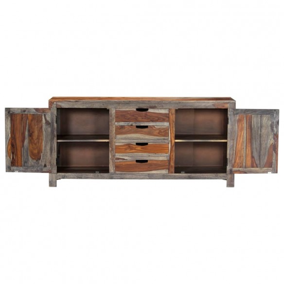 Buffet Gris 160 x 40 x 75 cm Bois de Sesham massif