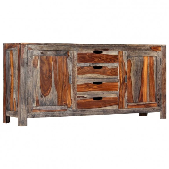 Buffet Gris 160 x 40 x 75 cm Bois de Sesham massif