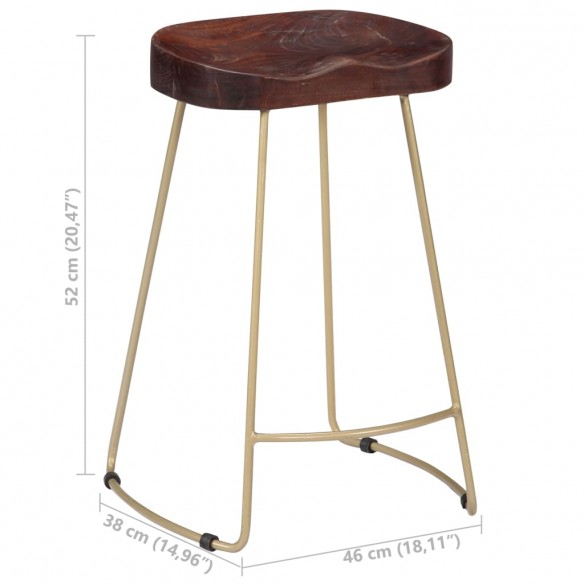 Tabourets de bar Gavin lot de 2 bois de manguier massif