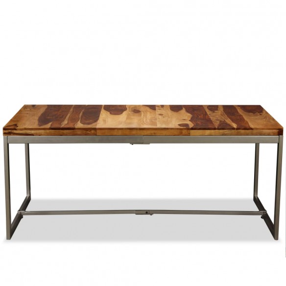 Table de salle à manger Bois massif de Sesham et acier 180 cm