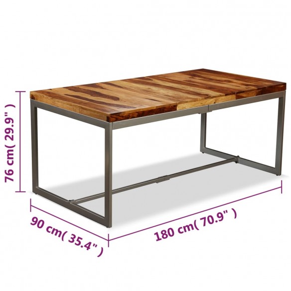 Table de salle à manger Bois massif de Sesham et acier 180 cm