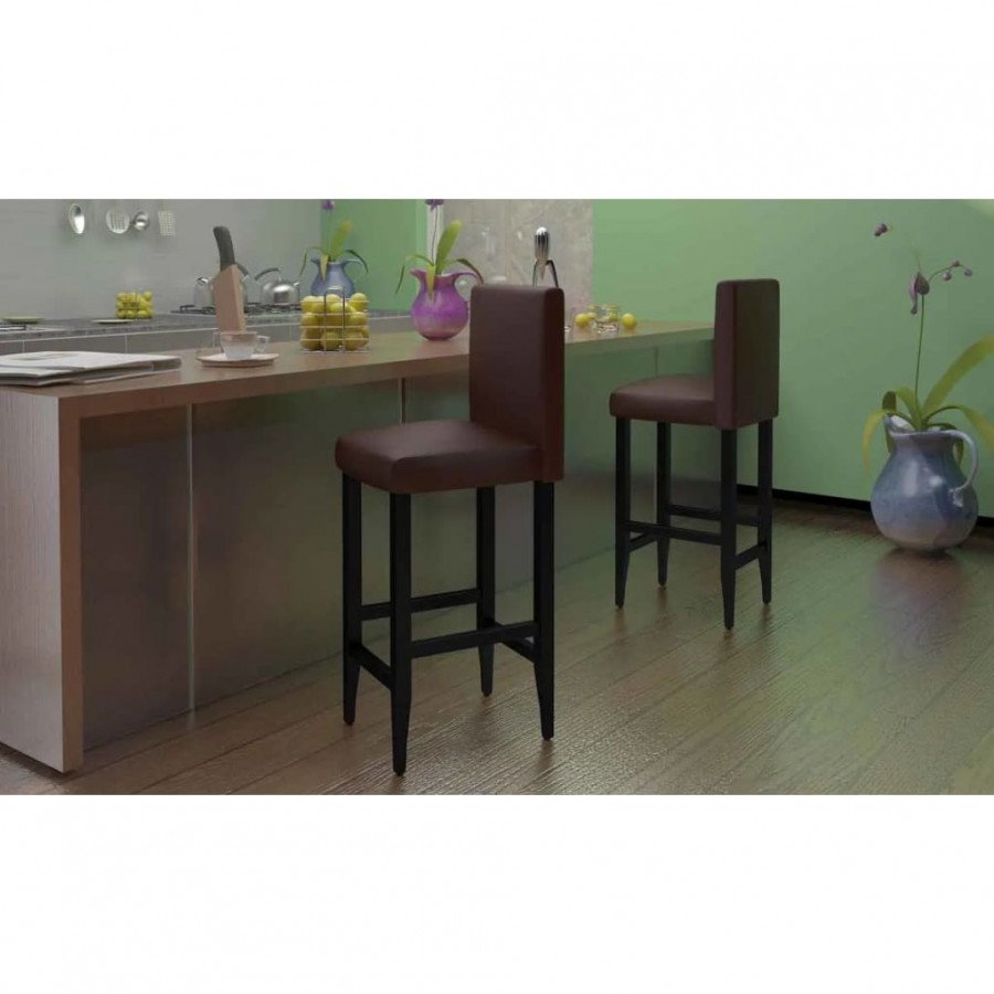 Tabourets de bar lot de 6 marron foncé similicuir