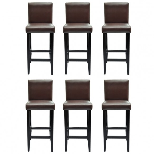 Tabourets de bar lot de 6 marron foncé similicuir