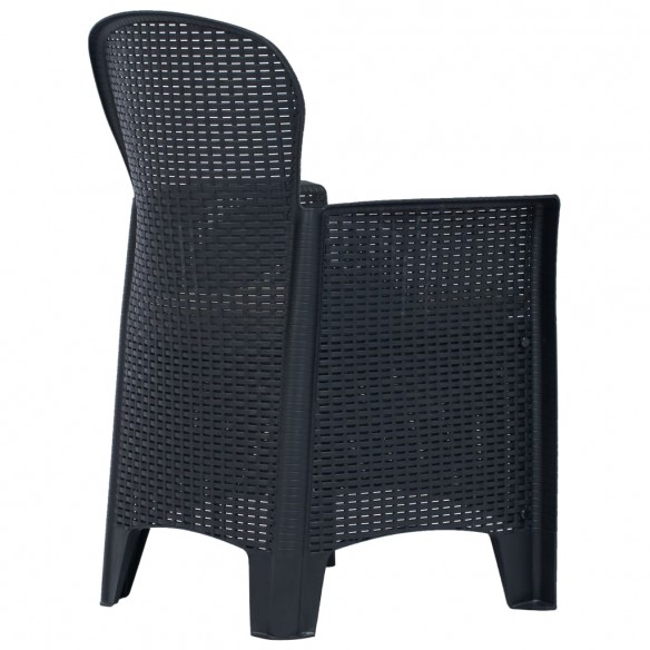 Chaises de jardin 2 pcs avec coussin Anthracite Plastique