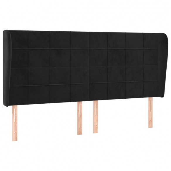 Tête de lit avec oreilles Noir 203x23x118/128 cm Velours