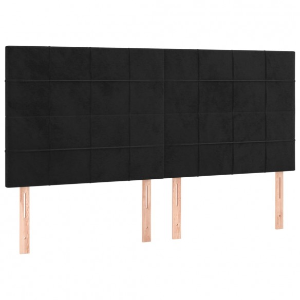 Têtes de lit 4 pcs Noir 100x5x78/88 cm Velours