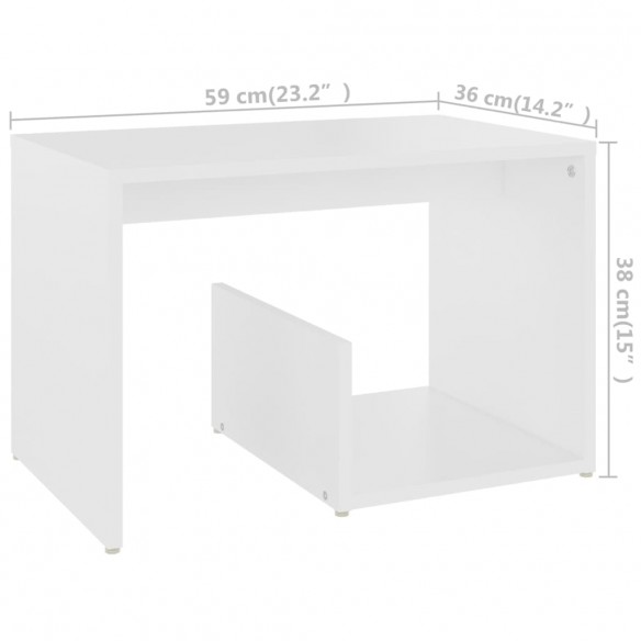 Table d'appoint Blanc 59x36x38 cm Aggloméré