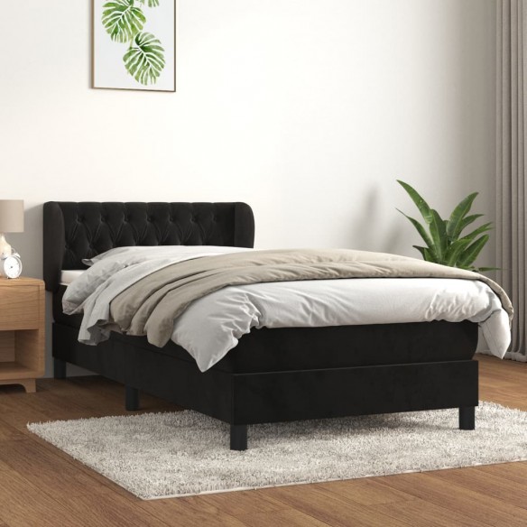 Cadre de lit avec matelas Noir 90x190 cm Velours