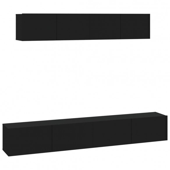 Ensemble de meubles TV 4 pcs Noir Bois d'ingénierie