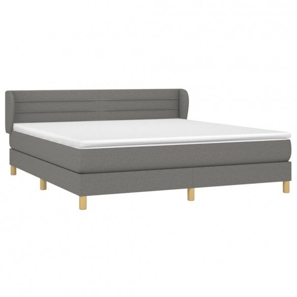 Cadre de lit avec matelas Gris foncé 160x200cm Tissu