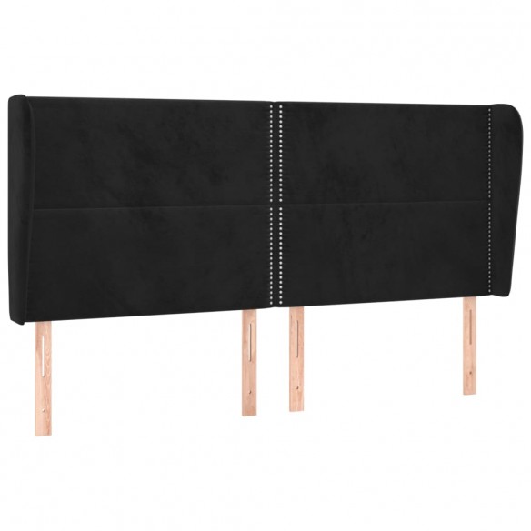 Tête de lit avec oreilles Noir 203x23x118/128 cm Velours