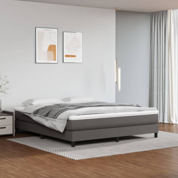 Cadre de lit avec matelas Gris 160x200 cm Similicuir