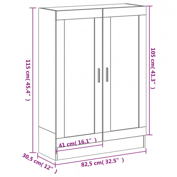 Bibliothèque chêne fumé 82,5x30,5x115 cm bois d'ingénierie