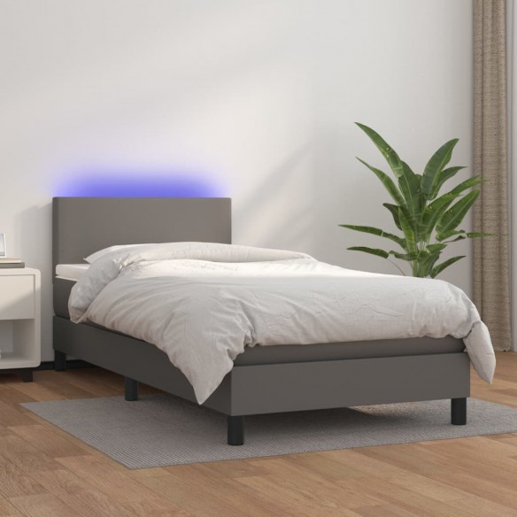 Cadre de lit et matelas et LED Gris 100x200 cm