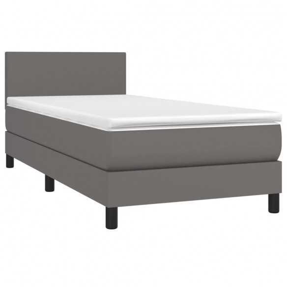 Cadre de lit et matelas et LED Gris 100x200 cm