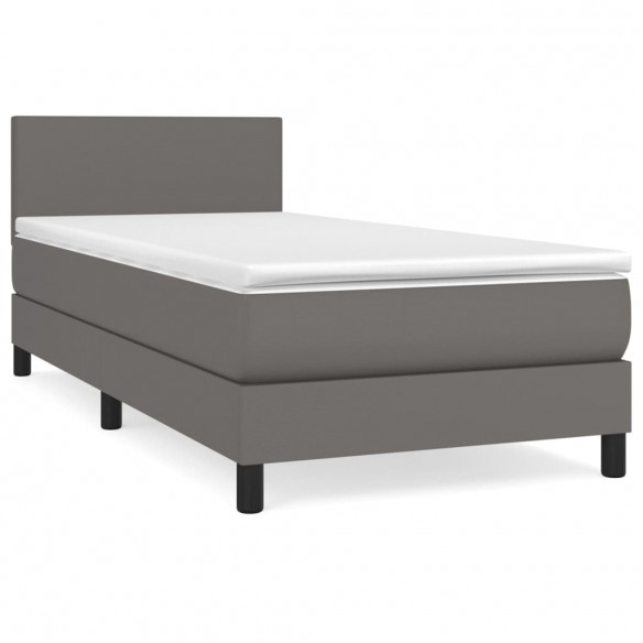 Cadre de lit avec matelas Gris 100x200 cm Similicuir