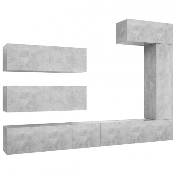 Ensemble de meuble TV 7 pcs Gris béton Aggloméré