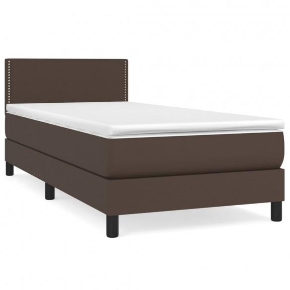 Cadre de lit avec matelas Marron 90x200cm Similicuir