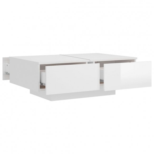 Table basse Blanc brillant 90x60x31 cm Aggloméré