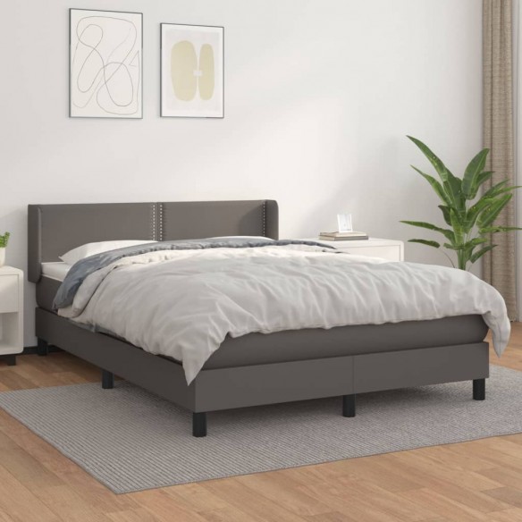 Cadre de lit avec matelas Gris 140x190 cm Similicuir