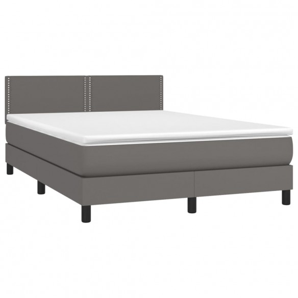 Cadre de lit avec matelas et LED Gris 140x190 cm