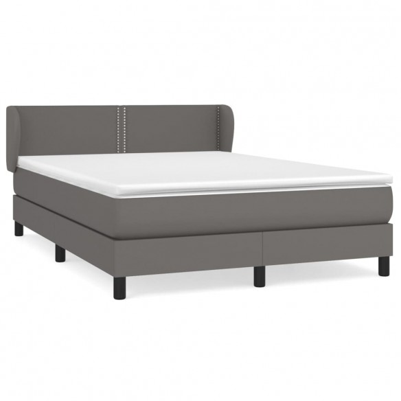 Cadre de lit avec matelas Gris 140x190 cm Similicuir