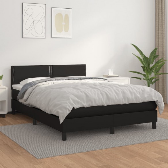 Cadre de lit avec matelas Noir 140x190 cm Similicuir