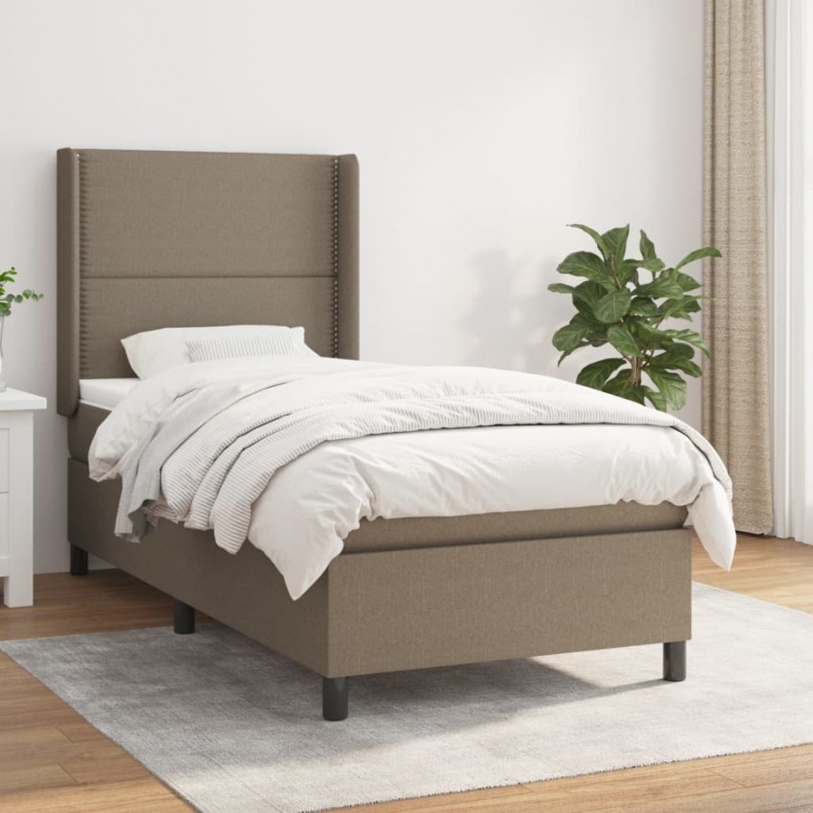 Cadre de lit avec matelas Taupe 80x200 cm Tissu